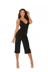 Elegant Moments 77080 Deep V Lycra Jumpsuit With Double Adjustable Straps