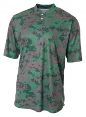 A4 N3263 Camo 2-Button Henley Shirt For Adult Size Male