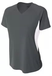 A4 NW3223 Color Block Performance V-Neck T-Shirt For Adult Size Female