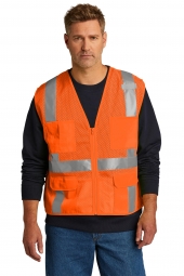 CornerStone CSV104 ANSI 107 Class 2 Mesh Six-Pocket Zippered Vest