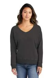 Port & Company LPC098V Ladies Beach Wash Garment-Dyed V-Neck Sweatshirt