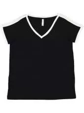 LAT 3832 Ladies Curvy Retro Ringer Tee
